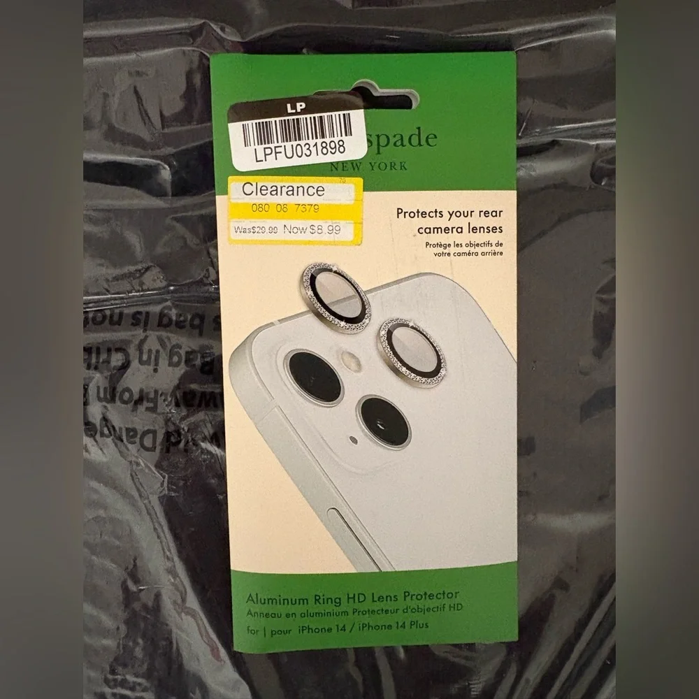 Kate Spade Apple iPhone 14/14+ Aluminum Ring Lens Protector NWT